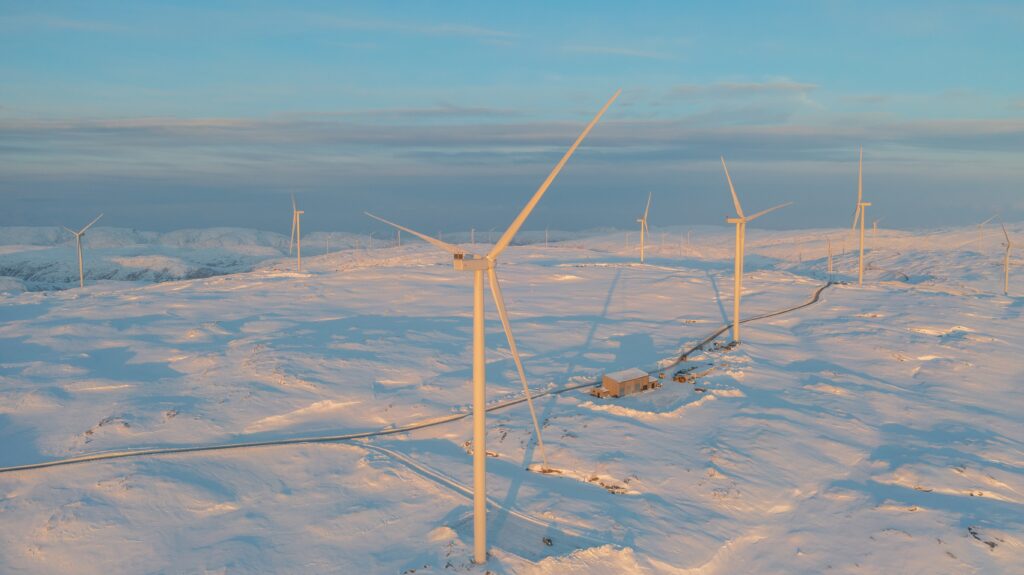 Wind turbines at the Öyfjellet Wind Park in Norway
